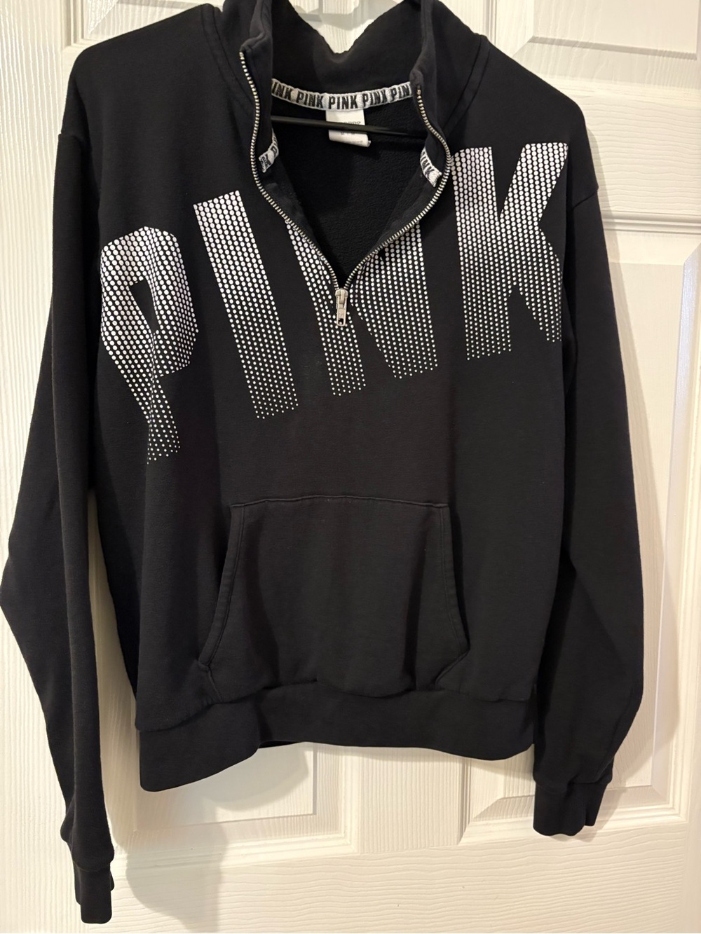 PINK Victoria's Secret Women's Black Half-Zip Pullover Sweatshirt -